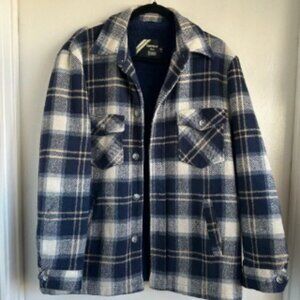 Vintage Sears 70s Western Cowboy Fleece Lined Wool Plaid Chore Jacket